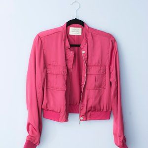 ASHLEY short red/pink satin jacket (S)